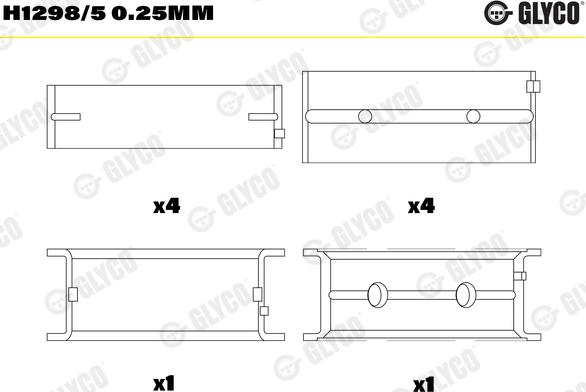Glyco H1298/5 0.25MM — Tuleja łożyska wału korbowego