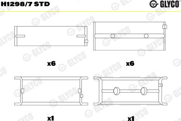 Glyco H1298/7 STD — Tuleja łożyska wału korbowego