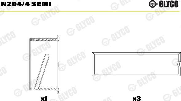 Glyco N204/4 SEMI — Łożysko wału rozrządu