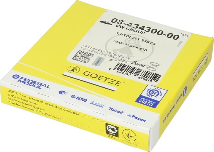 Goetze 08-434300-00 — Zestaw pierścieni tłokowych