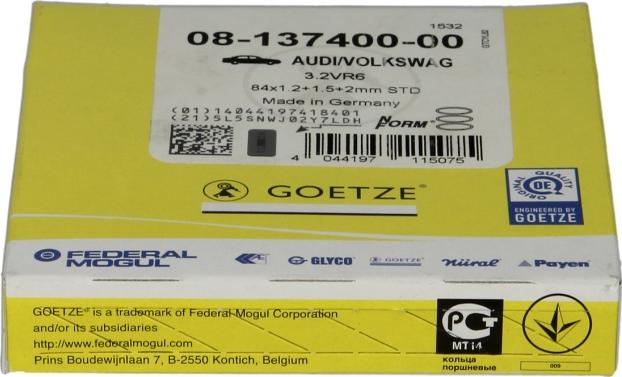 Goetze 08-137400-00 - Zestaw pierścieni tłoka