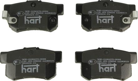 Hart 215 259 — Zestaw klocków hamulcowych, hamulce tarczowe