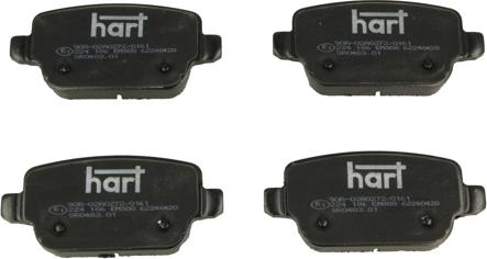 Hart 224 186 — Zestaw klocków hamulcowych, hamulce tarczowe