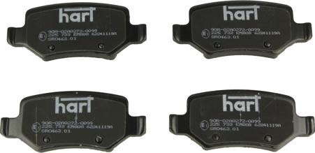 Hart 225 733 — Zestaw klocków hamulcowych, hamulce tarczowe