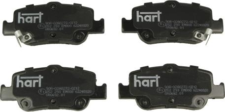 Hart 226 367 — Zestaw klocków hamulcowych, hamulce tarczowe