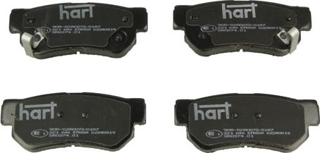 Hart 221 646 — Zestaw klocków hamulcowych, hamulce tarczowe