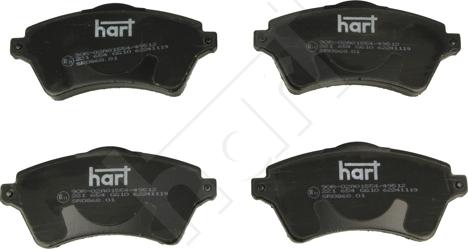 Hart 221 654 — Zestaw klocków hamulcowych, hamulce tarczowe