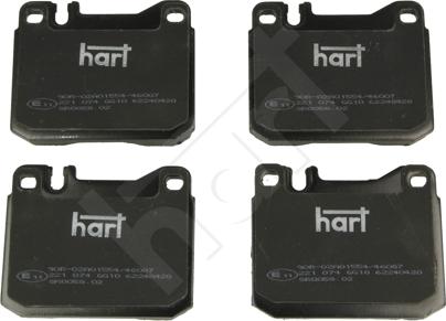 Hart 221 074 — Zestaw klocków hamulcowych, hamulce tarczowe