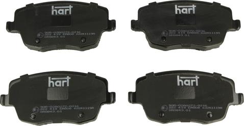 Hart 222 419 — Zestaw klocków hamulcowych, hamulce tarczowe