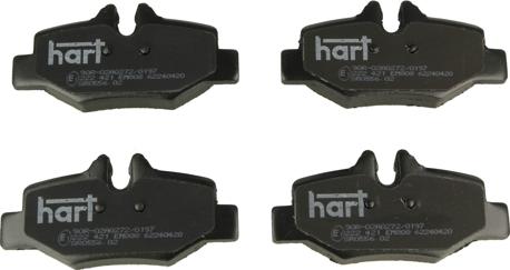 Hart 222 421 — Zestaw klocków hamulcowych, hamulce tarczowe