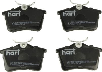 Hart 227 957 — Zestaw klocków hamulcowych, hamulce tarczowe