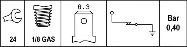 HELLA 6ZF 007 392-001 — Czujnik, ciśnienie oleju