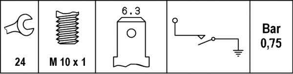 HELLA 6ZL 003 259-481 - CZUJNIK CISNIENIA OLEJU VW SZARY