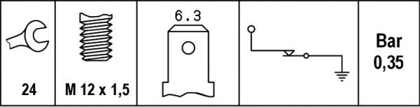 HELLA 6ZL 003 259-121 — Czujnik, ciśnienie oleju