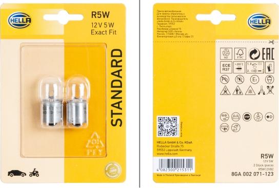 HELLA 8GA 002 071-123 — Żarówka, lampa kierunkowskazu