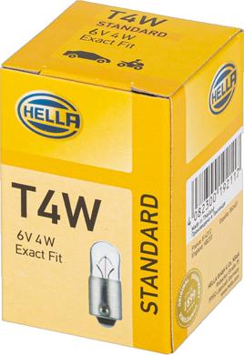 HELLA 8GP 002 067-061 - ZAROWKA POMOCN 6V 4W T4W BA9S HELL-10SZT