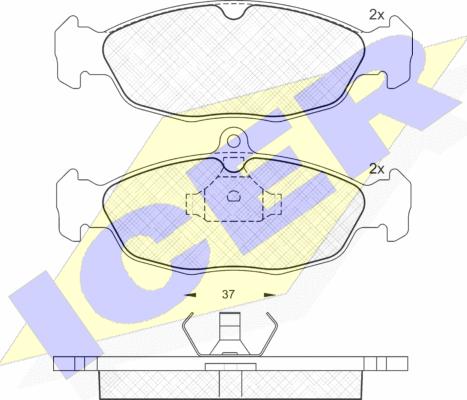 Icer 180858 — Zestaw klocków hamulcowych, hamulce tarczowe