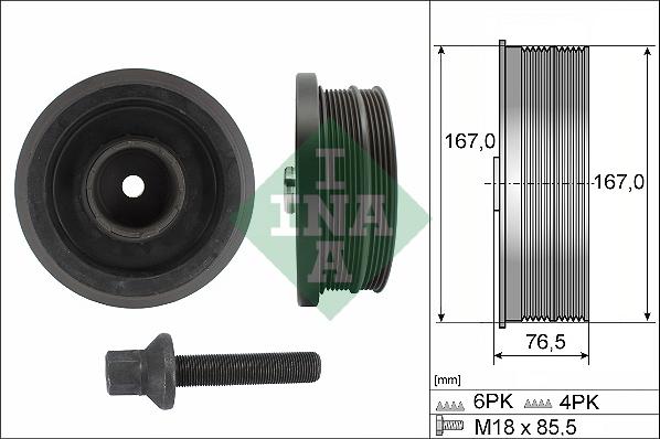 INA 544 0082 20 — Koło pasowe, wał korbowy