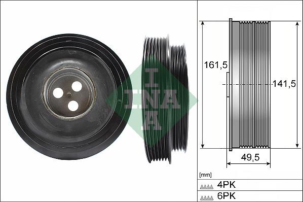 INA 544 0166 10 — Koło pasowe, wał korbowy