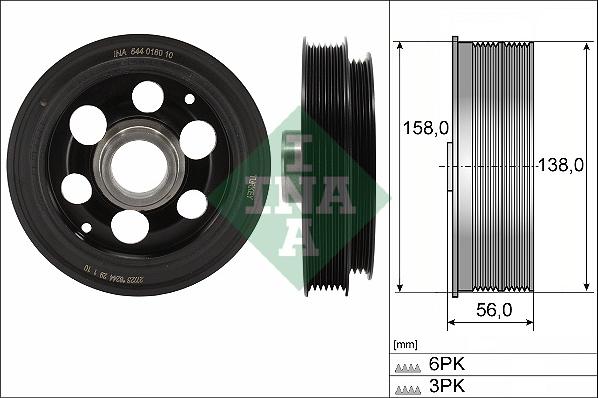INA 544 0180 10 - KOŁO PASOWE WAŁU KORBOWEGO FORD 2.0 ECOBLUE