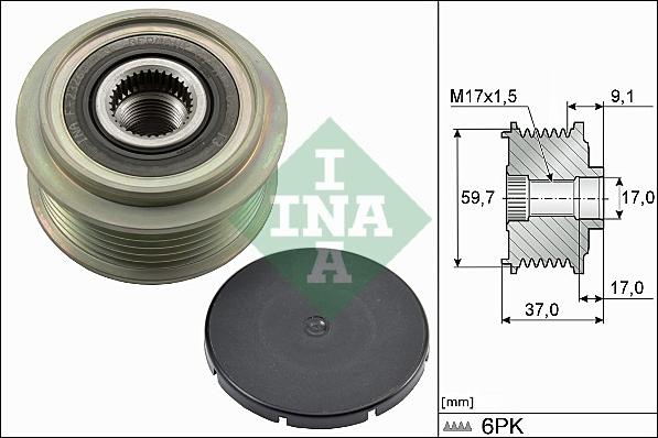 INA 535 0035 10 - Koło pasowe alternatora
