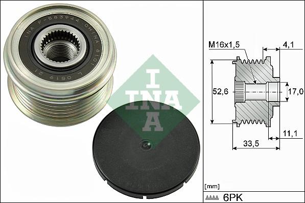 INA 535 0025 10 — Koło pasowe, alternator