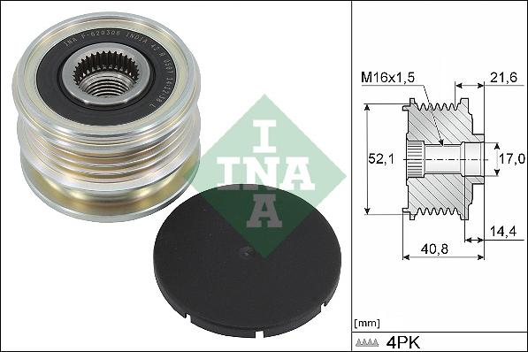 INA 535 0345 10 - KOŁO PASOWE ALTERNATORA NISSAN MICRA K14 1.0 WERSJA BEZ DOGRZEWACZA PTC