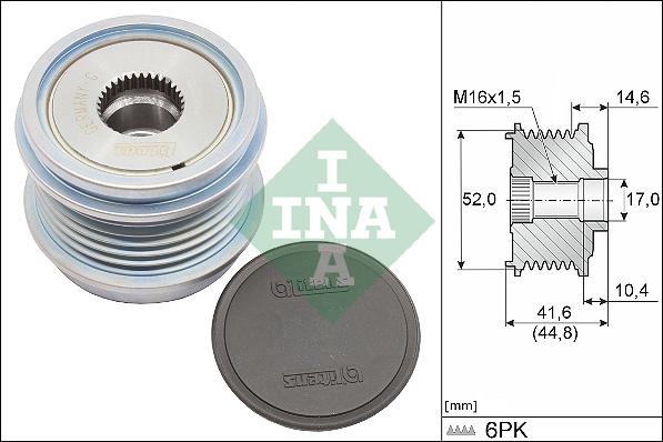 INA 535 0343 10 - KOŁO PASOWE ALTERNATORA VW 1.6TDI-2.0TDI