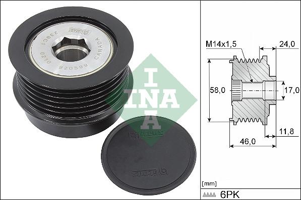 INA 535 0355 10 — Koło pasowe, alternator