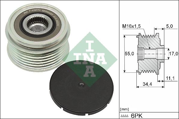 INA 535 0357 10 - KOŁO PASOWE ALTERNATORA