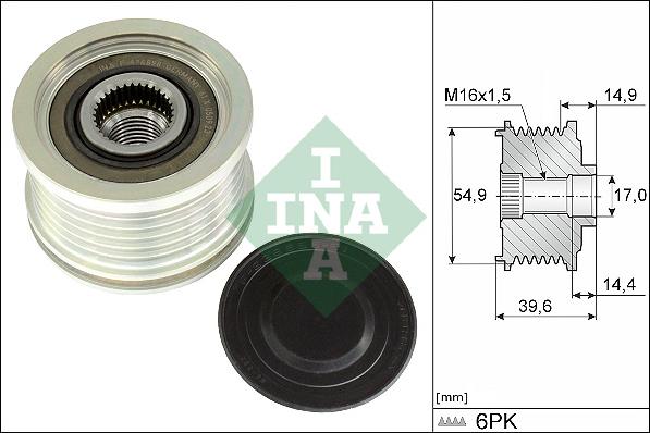 INA 535 0368 10 - Koło pasowe alternatora