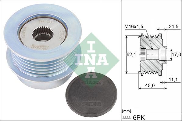 INA 535 0367 10 — Koło pasowe, alternator