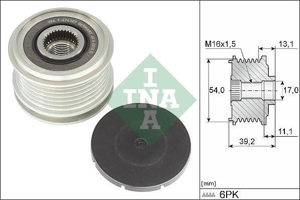 INA 535 0375 10 — Koło pasowe, alternator