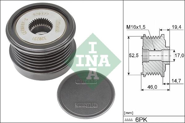 INA 535 0373 10 - Koło pasowe alternatora