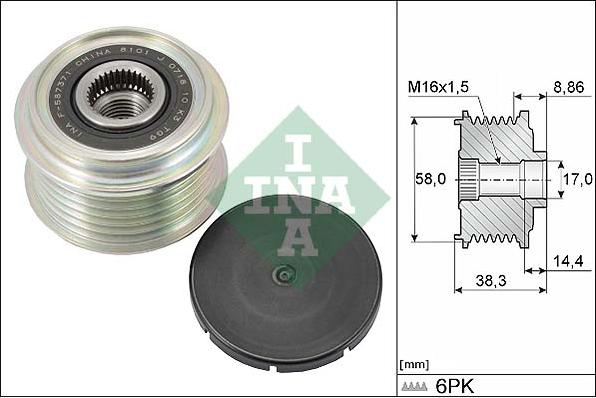 INA 535 0296 10 — Koło pasowe, alternator
