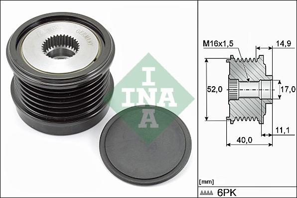 INA 535 0293 10 - KOŁO PASOWE ALTERNATORA DB