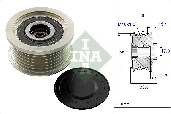 INA 535 0249 10 - KOŁO PASOWE ALTERNATORA SSANGYONG 2.0XDI 10- ACTYON-KORANDO