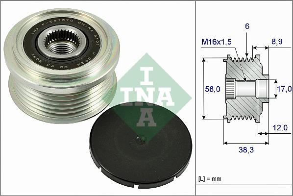 INA 535 0266 10 - KOŁO PASOWE ALTERNATORA HYUNDAI