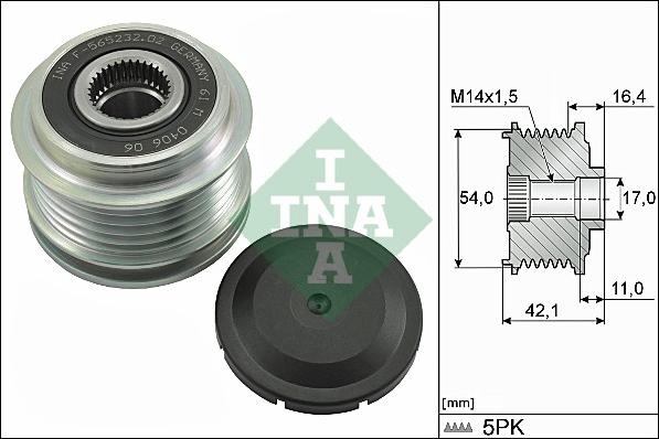 INA 535 0286 10 — Koło pasowe, alternator