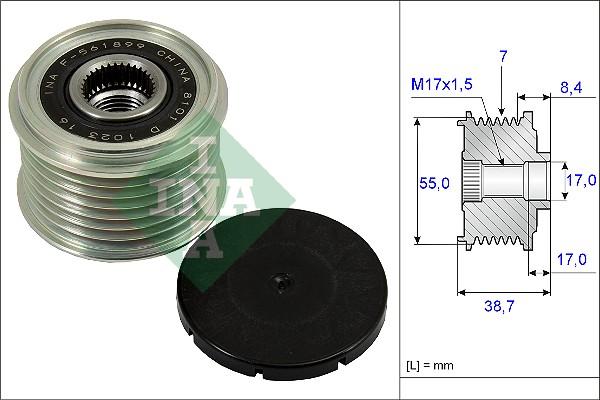 INA 535 0239 10 - KOŁO PASOWE ALTERNATORA NISSAN 3.0DCI 10-