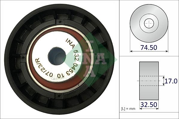 INA 532 0453 10 — Rolka kierunkowa / prowadząca, pasek klinowy zębaty