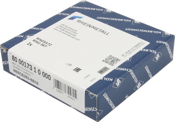 Kolbenschmidt 800017310000 — Zestaw pierścieni tłokowych