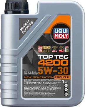 Liqui Moly 8972 - OLEJ LIQUI MOLY 5W30 1L TOP TEC 4200 C2-C3 - SN-CF - 504.00 507.00 - 229.31 229.51 - LL04 - C30 - B71 2290
