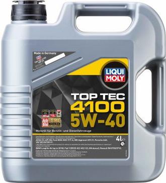 Liqui Moly 2195 - OLEJ LIQUI MOLY 5W40 4L TOP TEC 4100 - DPF-FAP - 502.00 505.00 505.01 - 229.31 - LL-04 - WSS-M2C 917-A