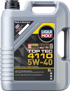 Liqui Moly 21479 - OLEJ LIQUI MOLY 5W40 5L TOP TEC 4110 - C3 - SN - LL04 - 229.31 229.51 229.52 - C40 - 511.00 - SPEŁNIA DEX2 - 226.5 - RN0700-0710
