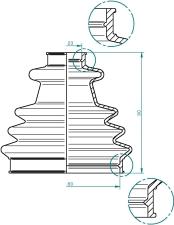 LÖBRO 190966 - OSŁONA PRZEGUBU ZEW. PÓŁUNIWERSALNA 21-23X77-80X90 FLEXBOOT