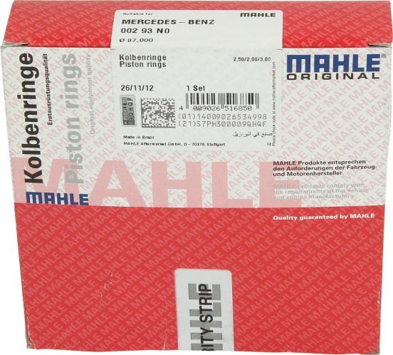 MAHLE 002 93 N0 - PIERŚCIENIE TŁOKOWE DB 190 W201