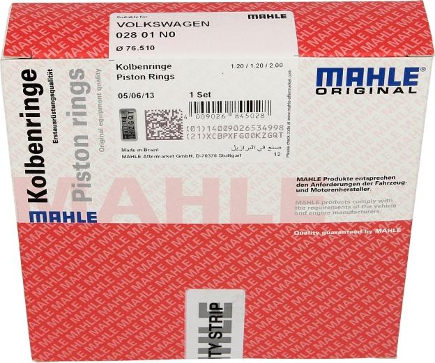 MAHLE 028 01 N0 — Zestaw pierścieni tłokowych