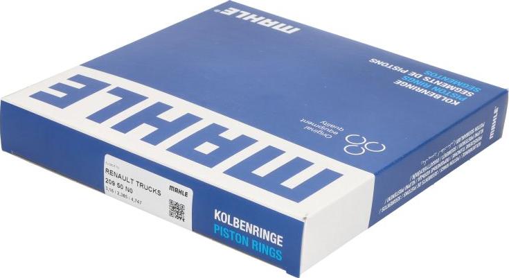 MAHLE 209 50 N0 - Zestaw pierścieni tłoka