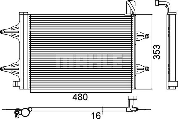 MAHLE AC 359 000P - SKRAPLACZ KLIMATYZACJI VW POLO-FABIA-SEAT-ROOM Z OSUSZACZEM
